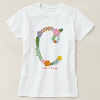 Personalized Whimsical Flower Monogram (c) T-shirt by classycelebrations at Zazzle