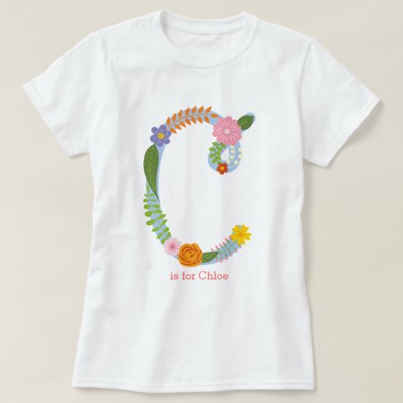Personalized Whimsical Flower Monogram (c) T-shirt