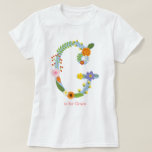 Personalized Whimsical Flower Monogram (g) T-shirt at Zazzle