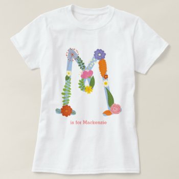 Personalized Whimsical Flower Monogram (m) T-shirt by classycelebrations at Zazzle