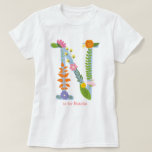 Personalized Whimsical Flower Monogram (n) T-shirt at Zazzle