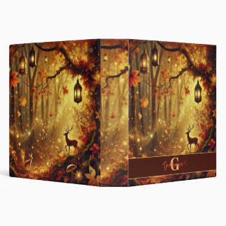 Personalized Whimsical Golden Autumnal Woodland 3 Ring Binder