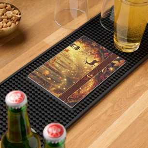 Personalized Whimsical Golden Autumnal Woodland Bar Mat