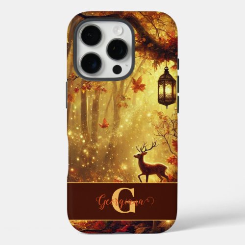 Personalized Whimsical Golden Autumnal Woodland iPhone 16 Pro Case