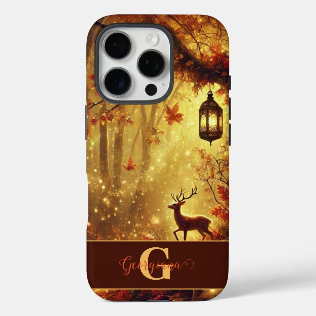 Personalized Whimsical Golden Autumnal Woodland Case-Mate iPhone Case (Back)