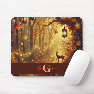 Personalized Whimsical Golden Autumnal Woodland Mouse Pad
