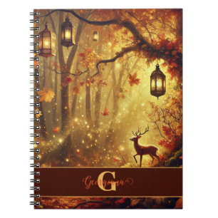Personalized Whimsical Golden Autumnal Woodland Notebook