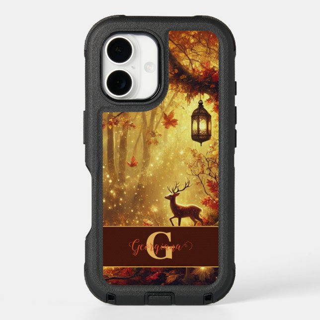 Personalized Whimsical Golden Autumnal Woodland Otterbox iPhone Case (Back)