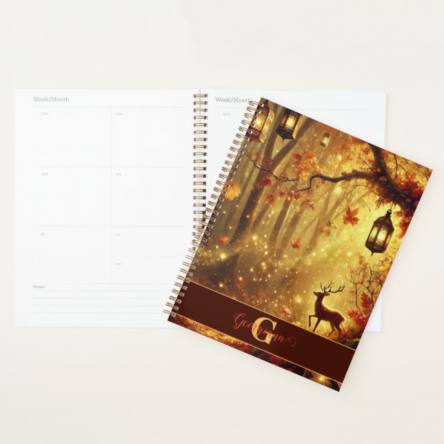 Personalized Whimsical Golden Autumnal Woodland Planner (Display)