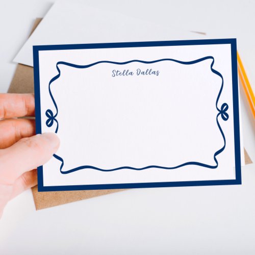 Personalized Whimsical Hand Drawn Doodle Art Blue Note Card