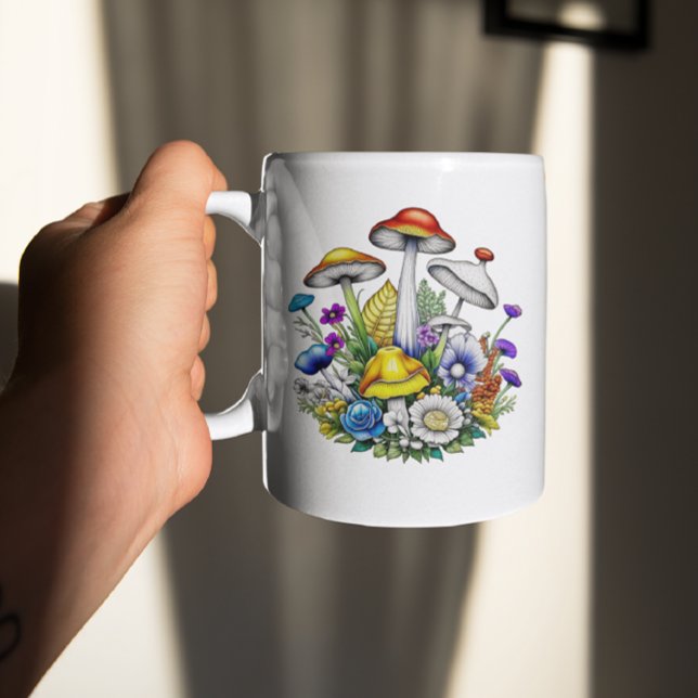 Personalized Whimsical Magical Mushrooms Flowers Coffee Mug (Creator Uploaded)