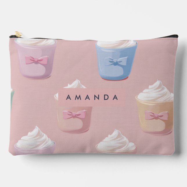 Personalized Whimsical Pastel Cupcake Pattern Accessory Pouch (Front)