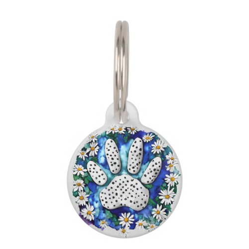 Personalized Whimsical Watercolor Paw Print Pet ID Tag