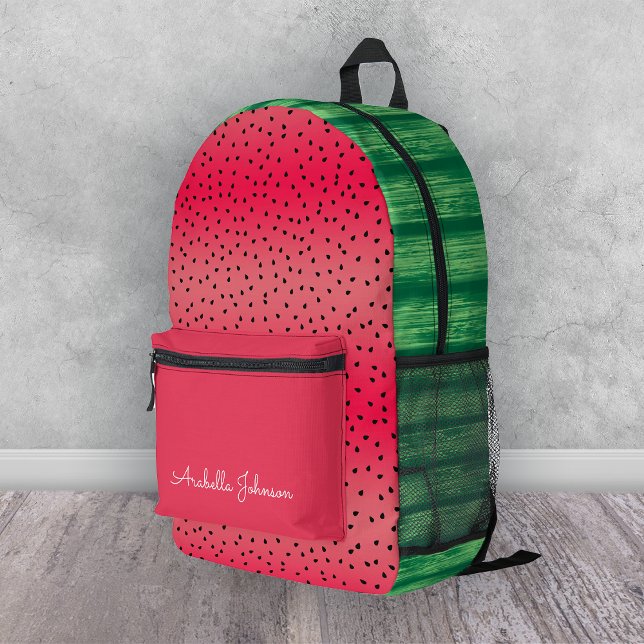 Personalized Whimsical Watermelon Summer Fruit Printed Backpack (Personalized Whimsical Watermelon Summer Fruit Printed Backpack)