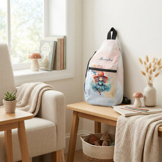 Personalized Whimsical Witch Sling Adventure Bag