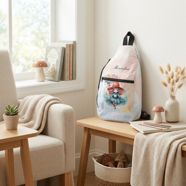 Personalized Whimsical Witch Sling Adventure Bag (Creator Uploaded)