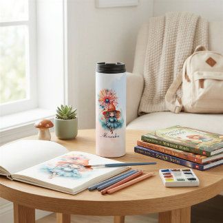 Personalized Whimsical Witch Watercolor Gift Thermal Tumbler