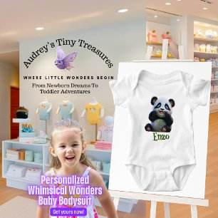 Personalized Whimsical Wonders Baby Panda Bodysuit
