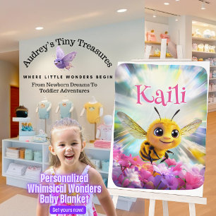 Personalized Whimsical Wonders Bee Baby Blanket