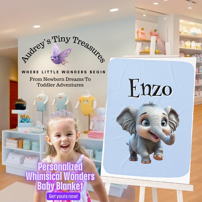 Personalized Whimsical Wonders Elephant Blanket (Creator Uploaded)