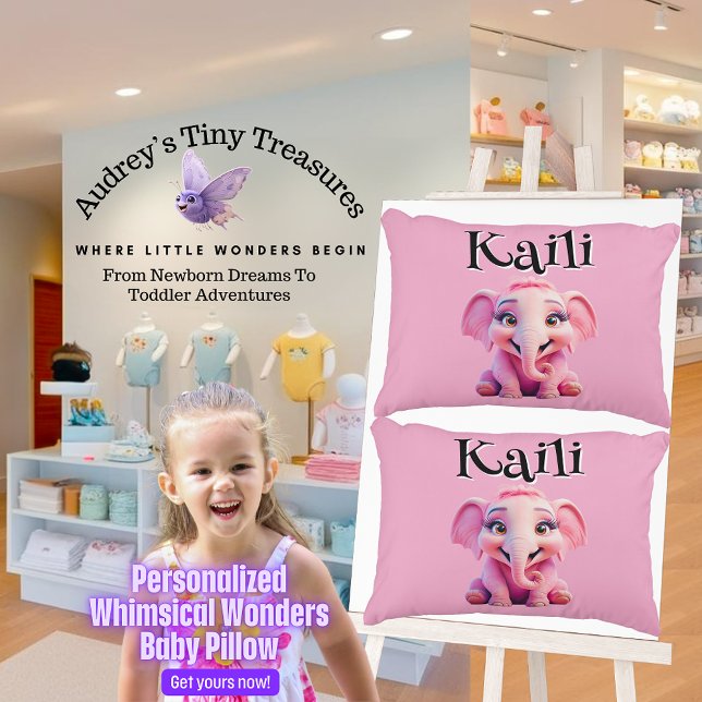 Personalized Whimsical Wonders Elephant Pillow (Creator Uploaded)