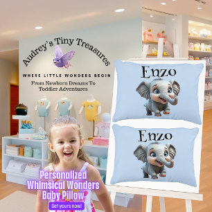 Personalized Whimsical Wonders Elephant Pillow