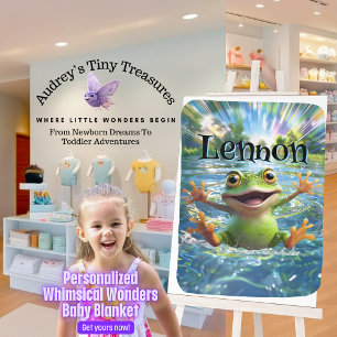 Personalized Whimsical Wonders Frog Baby Blanket