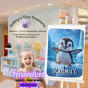 Personalized Whimsical Wonders Penguin Blanket