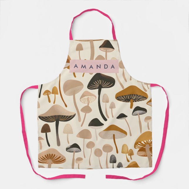 Personalized Whimsical Woodland Mushroom Apron (Front)