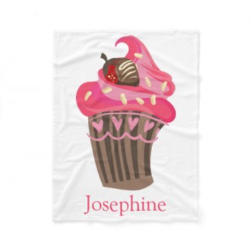 Personalized Whimsy Pink Cupcake Blanket