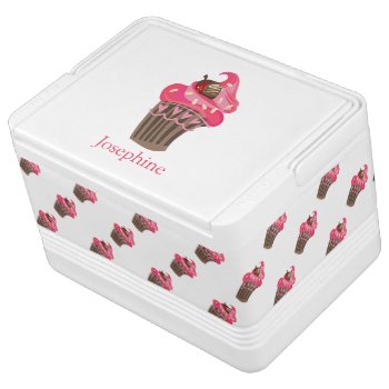 Personalized Whimsy Pink Cupcake Cooler by PersonalizationShop at Zazzle