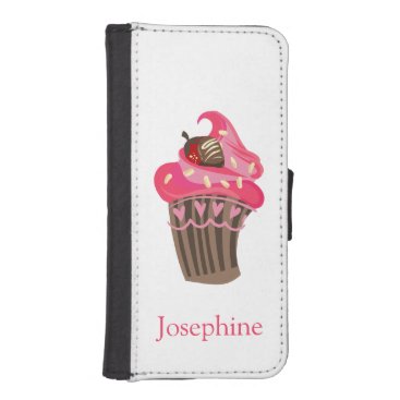 Personalized Whimsy Pink Cupcake iPhone SE/5/5s Wallet Case