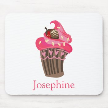 Personalized Whimsy Pink Cupcake Mouse Pad by PersonalizationShop at Zazzle
