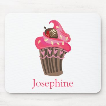 Personalized Whimsy Pink Cupcake Mouse Pad