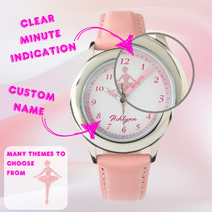 Personalized Whipsy Pink Ballerina Learn Time Watch