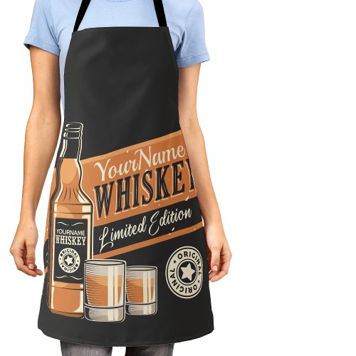 Personalized Whiskey Liquor Bottle Western Bar   Apron