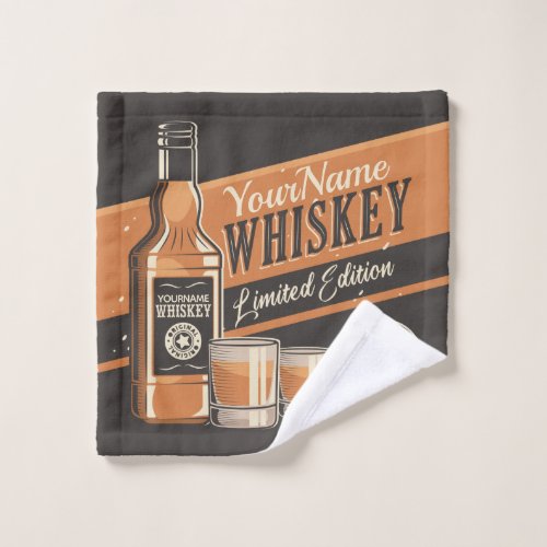 Personalized Whiskey Liquor Bottle Western Bar Bath Towel Set