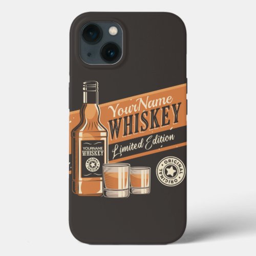 Personalized Whiskey Liquor Bottle Western Bar iPhone 13 Case