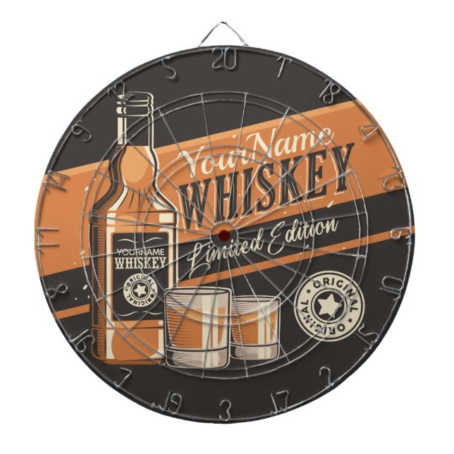Personalized Whiskey Liquor Bottle Western Bar  Dart Board (Front)