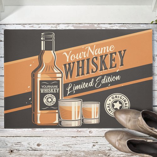 Personalized Whiskey Liquor Bottle Western Bar  Doormat