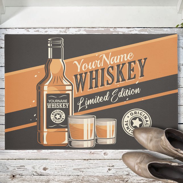 Personalized Whiskey Liquor Bottle Western Bar  Doormat (Creator Uploaded)