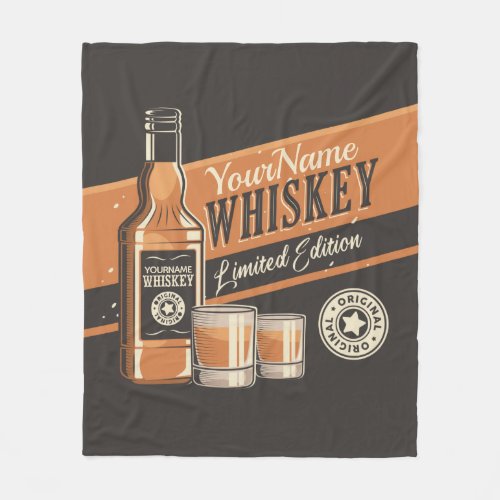 Personalized Whiskey Liquor Bottle Western Bar  Fleece Blanket
