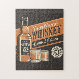 Personalized Whiskey Liquor Bottle Western Bar Jigsaw Puzzle