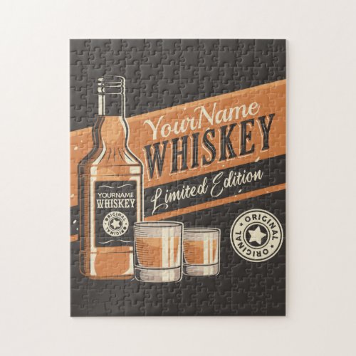 Personalized Whiskey Liquor Bottle Western Bar Jigsaw Puzzle