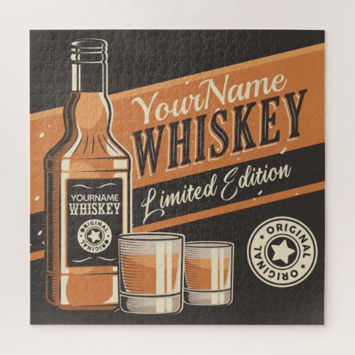 Personalized Whiskey Liquor Bottle Western Bar Jigsaw Puzzle