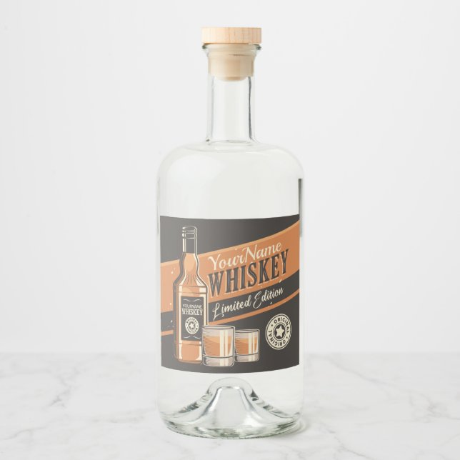 Personalized Whiskey Liquor Bottle Western Bar   Label (Front)