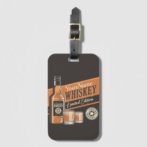 Personalized Whiskey Liquor Bottle Western Bar  Luggage Tag