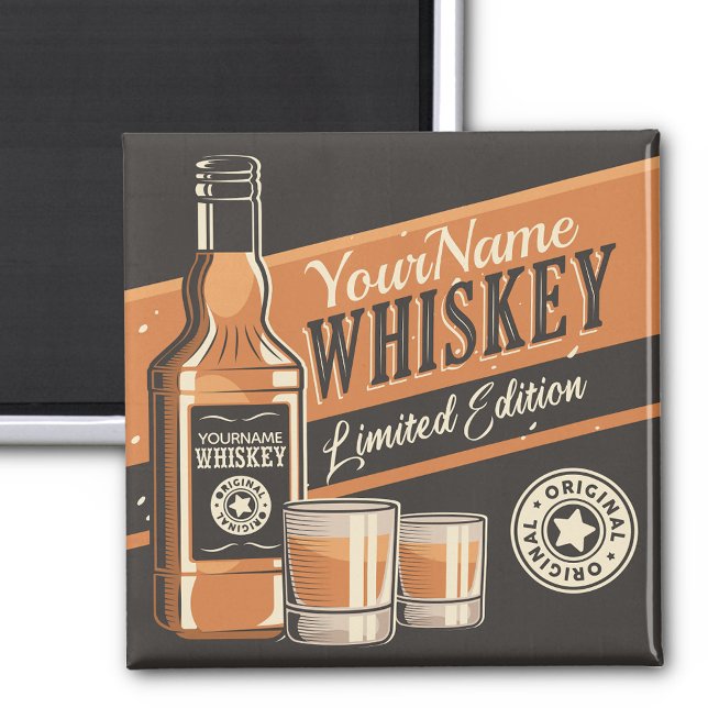 Personalized Whiskey Liquor Bottle Western Bar Magnet (Creator Uploaded)