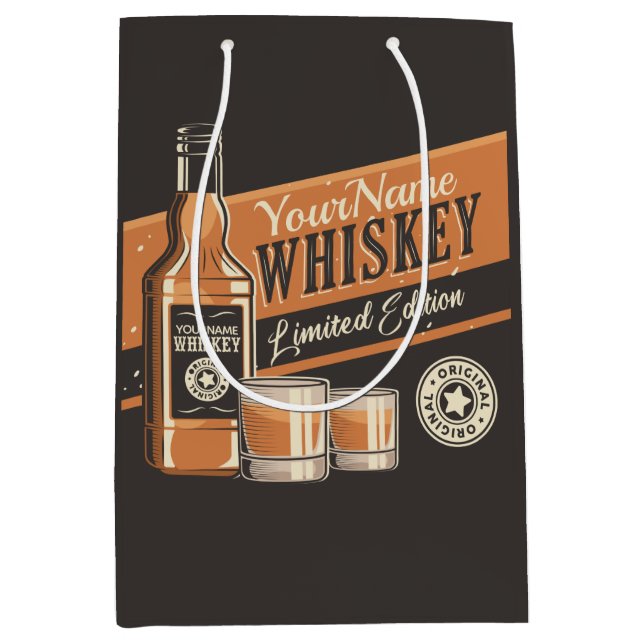 Personalized Whiskey Liquor Bottle Western Bar  Medium Gift Bag (Front)