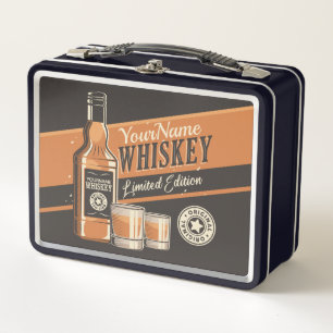 Personalized Whiskey Liquor Bottle Western Bar Metal Lunch Box
